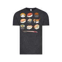 Vintage Black happy sushi kawaii anime japanese food lover funny illustration gift Vintage Tee - linhVisuals