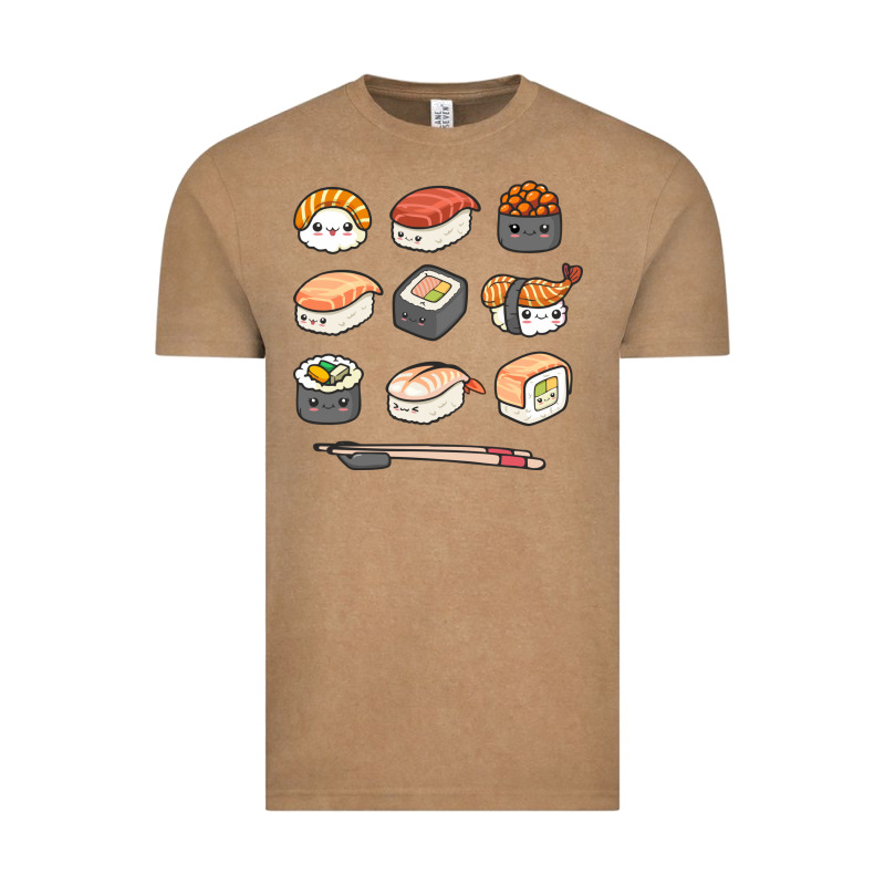 Happy Sushi Kawaii Anime Japanese Food Lover Funny Illustration Gift Vintage Tee by linhVisuals | Teevron
