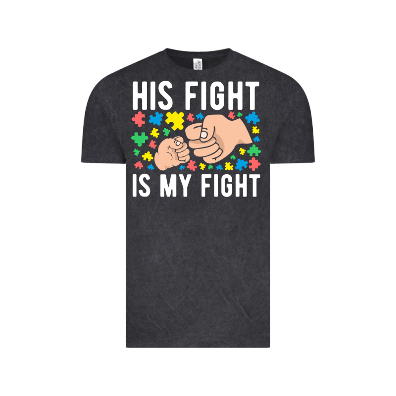 His Fight Is My Fight Autism Dad Mom Fist Bump Cute Supportive Awarene Vintage Tee by linhVisuals | Teevron