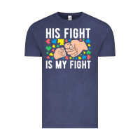 Vintage Denim his fight is my fight autism dad mom fist bump cute supportive awarene Vintage Tee - linhVisuals