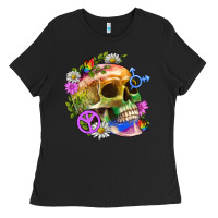 Pride Skull And Transgender Symbol With Peace Ladies Tee | Teevron