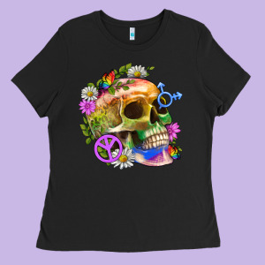 Pride Skull And Transgender Symbol With Peace Ladies Tee Designed By Bundleandbundleshop