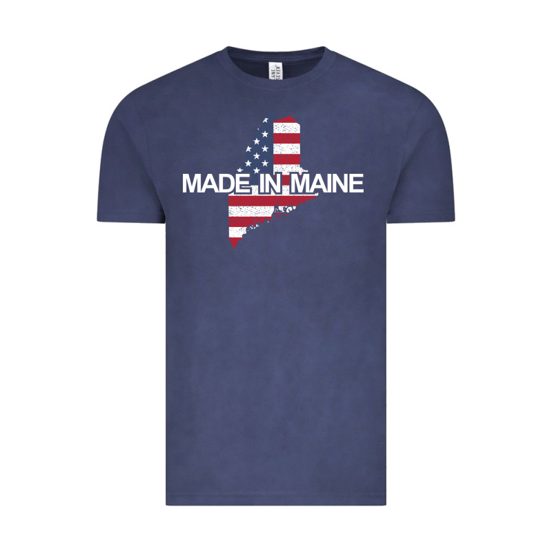 Made In Maine American Flag Funny Patriotic State Lover Gift Vintage Tee by linhVisuals | Teevron