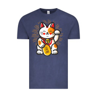 Vintage Denim maneki neko lucky cat money feline japanese good luck charm kitten gif Vintage Tee - linhVisuals