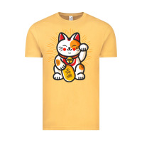 Vintage Mustard maneki neko lucky cat money feline japanese good luck charm kitten gif Vintage Tee - linhVisuals