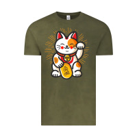 Vintage Olive maneki neko lucky cat money feline japanese good luck charm kitten gif Vintage Tee - linhVisuals