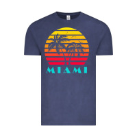 Vintage Denim miami 80s sunset Vintage Tee - linhVisuals