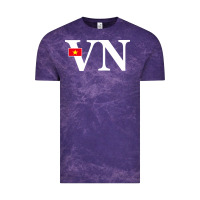 Cloud Purple Vietnam Flag and Country Initials Vintage Tee - linhVisuals