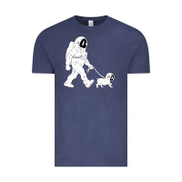 Vintage Denim walking the dog astronaut Vintage Tee - linhVisuals