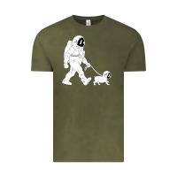 Vintage Olive walking the dog astronaut Vintage Tee - linhVisuals