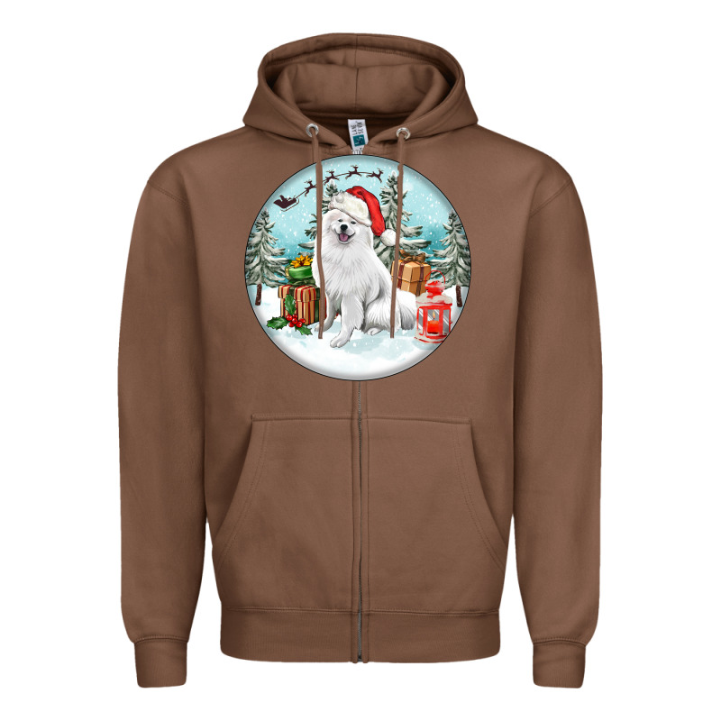 Christmas Samoyed Dog Zipper Hoodie by FaDigitalArtStudio | Teevron