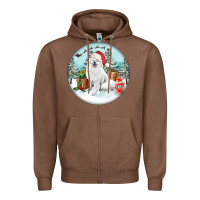 Chestnut Christmas samoyed dog Zipper Hoodie - FaDigitalArtStudio