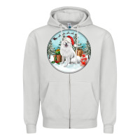 Dove Grey Christmas samoyed dog Zipper Hoodie - FaDigitalArtStudio