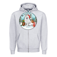 Heather Grey Christmas samoyed dog Zipper Hoodie - FaDigitalArtStudio