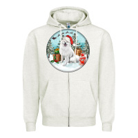 Oatmeal Heather Christmas samoyed dog Zipper Hoodie - FaDigitalArtStudio