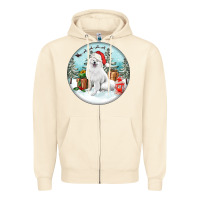 Sandshell Christmas samoyed dog Zipper Hoodie - FaDigitalArtStudio