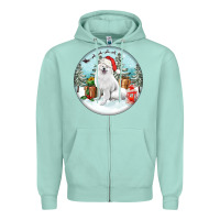 Seafoam Christmas samoyed dog Zipper Hoodie - FaDigitalArtStudio