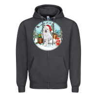 Smoke Christmas samoyed dog Zipper Hoodie - FaDigitalArtStudio