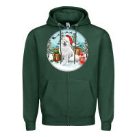 Sports Green Christmas samoyed dog Zipper Hoodie - FaDigitalArtStudio