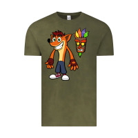 Vintage Olive CRASH BANDICOOT Vintage Tee - linhVisuals