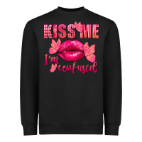 Black Kiss me i'm so confused Valentine's Day Heavyweight Sweatshirt - FaDigitalArtStudio