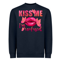 Navy Kiss me i'm so confused Valentine's Day Heavyweight Sweatshirt - FaDigitalArtStudio