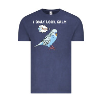 Vintage Denim parakeet bird biting finger funny i only look calm Vintage Tee - linhVisuals
