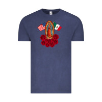 Vintage Denim our lady virgen de guadalupe mexican american flag holiday Vintage Tee - linhVisuals