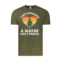 Vintage Olive i like penguins and 3 people vintage Vintage Tee - linhVisuals