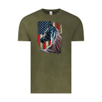 Vintage Olive patriotic horse american flag   horse vintage Vintage Tee - linhVisuals