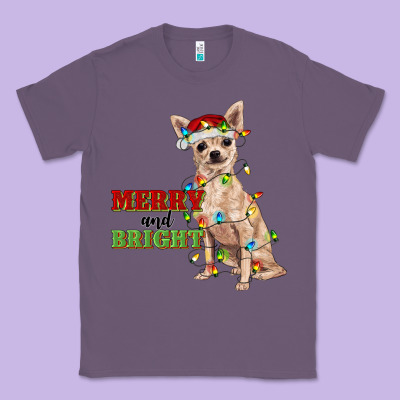 Merry And Bright Chihuahua Classic Tee Designed By Ranaportraitstore