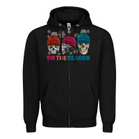 Black tis the season skull winter Zipper Hoodie - FaDigitalArtStudio