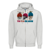 Dove Grey tis the season skull winter Zipper Hoodie - FaDigitalArtStudio
