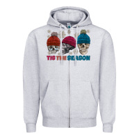 Heather Grey tis the season skull winter Zipper Hoodie - FaDigitalArtStudio