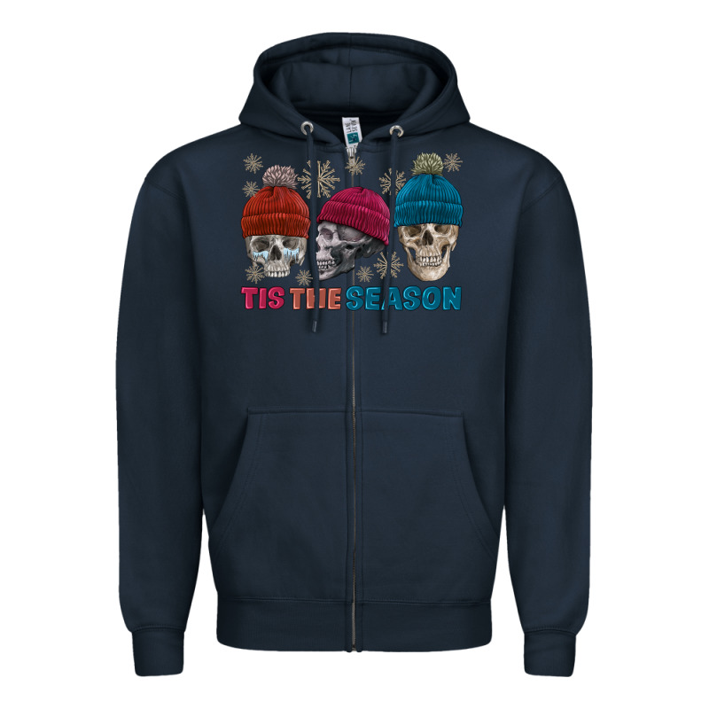 Tis The Season Skull Winter Zipper Hoodie by FaDigitalArtStudio | Teevron