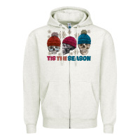 Oatmeal Heather tis the season skull winter Zipper Hoodie - FaDigitalArtStudio