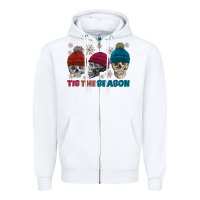 White tis the season skull winter Zipper Hoodie - FaDigitalArtStudio