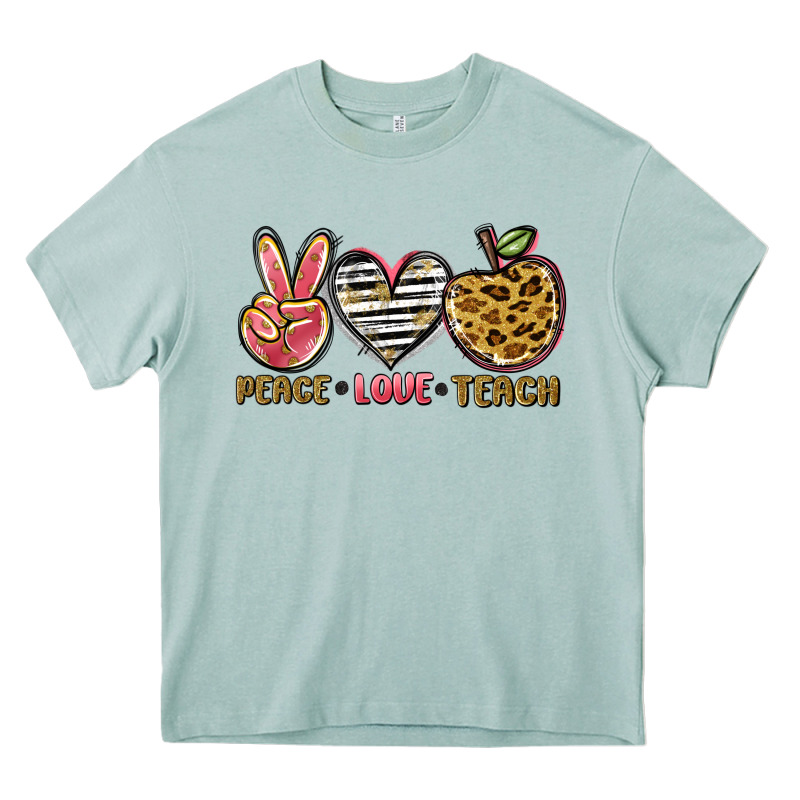 Peace Love Teach Heavy Core Tee by NancyCooperArtShop | Teevron