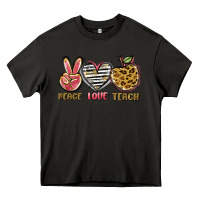 Asphalt peace love teach Heavy Core Tee - NancyCooperArtShop