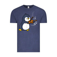 Vintage Denim penguin playing violin animal Vintage Tee - linhVisuals