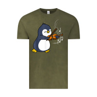 Vintage Olive penguin playing violin animal Vintage Tee - linhVisuals