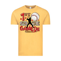 Vintage Mustard back to school 1st baseball game on Vintage Tee - NancyCooperArtShop