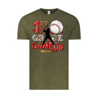 Vintage Olive back to school 1st baseball game on Vintage Tee - NancyCooperArtShop
