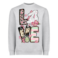 Heather Grey Love Easter bunny Heavyweight Sweatshirt - OliviaCreatesArt