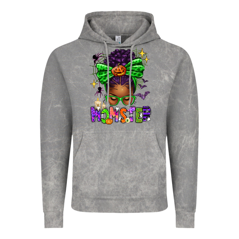 Halloween Afro Messy Bun Momster Vintage Hoodie by texasbilliewilder | Teevron