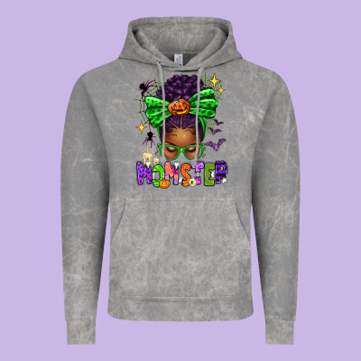 Halloween Afro Messy Bun Momster Vintage Hoodie Designed By Texasbilliewilder