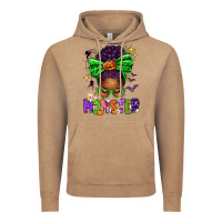 Vintage Coffee Halloween Afro Messy Bun Momster Vintage Hoodie - texasbilliewilder