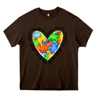 Chocolate Brown autism heart Heavy Core Tee - JahusDesignShop