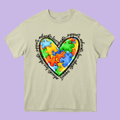 Autism Heart Heavy Core Tee Designed By Jahusdesignshop