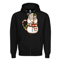 Black Christmas Snowman Coffee Cup Zipper Hoodie - FaDigitalArtStudio